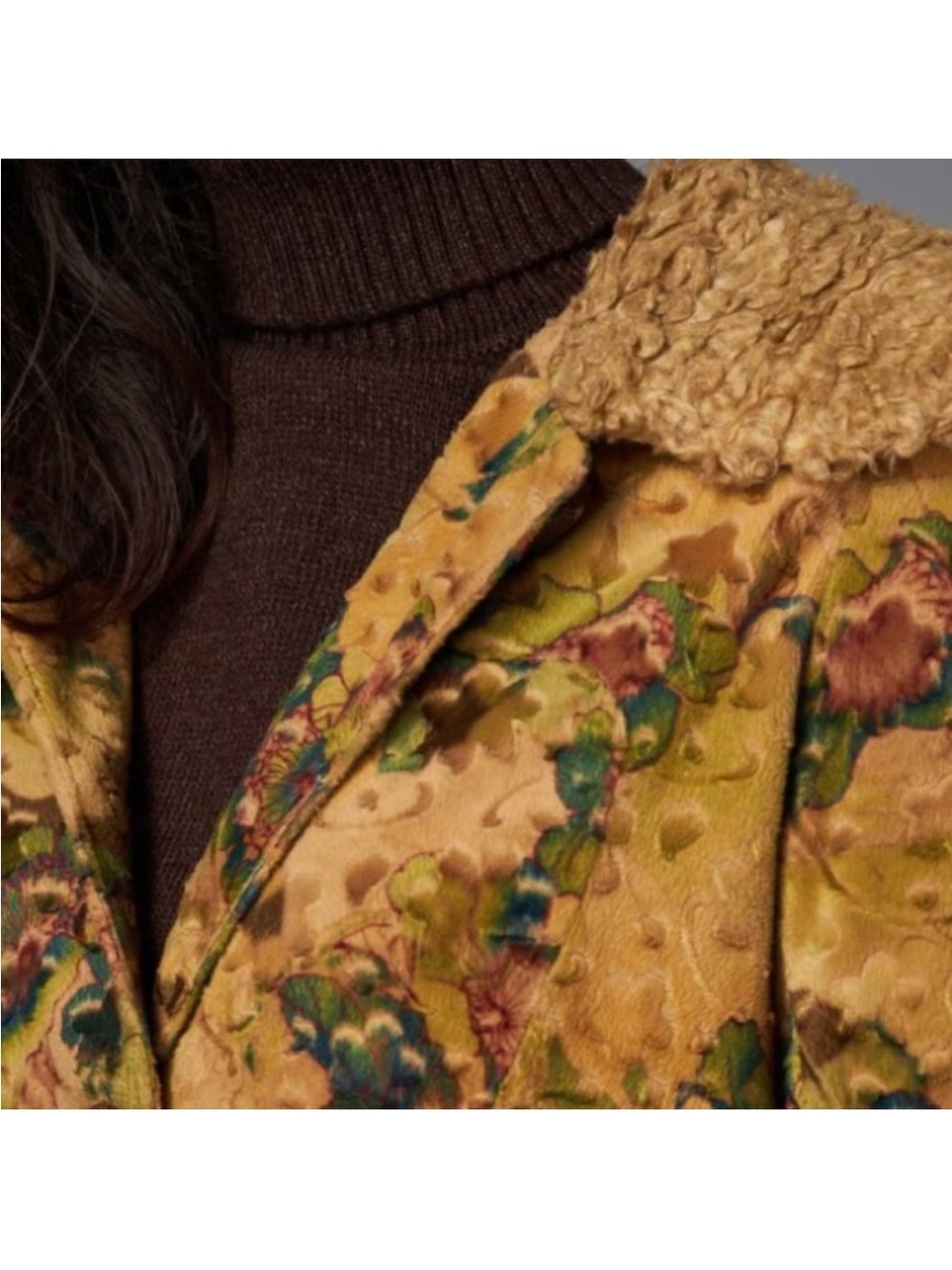 Vintage Free People Coat Coat with Floral Pattern and Faux Fur - Picture 10 of 11